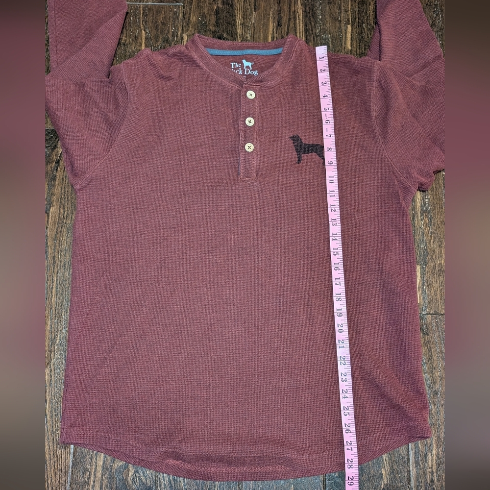 The Black Dog Thick Thermal Henley In Dark Red - Picture 8 of 8